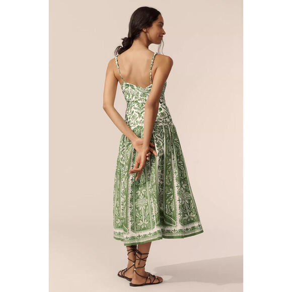 NEW, Farm Rio Delicate Tapestry Midi Dress in Green Sz M #MD1404 - Picture 4 of 12